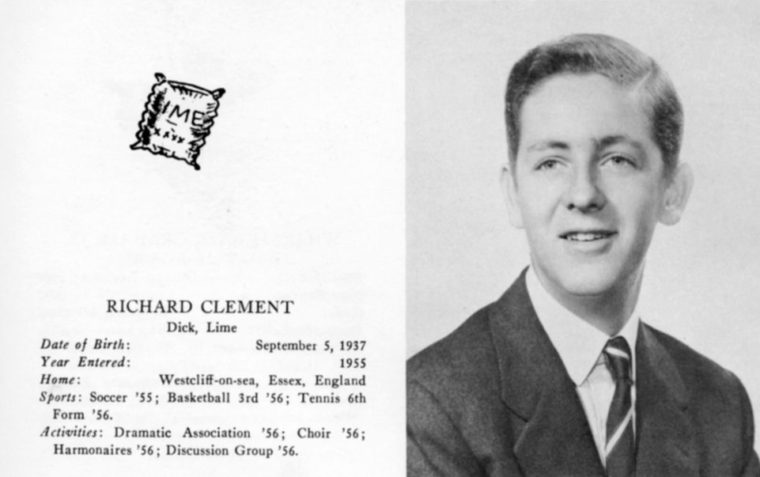 Photo of Dick Clements ID card and a picture of him as a young boy