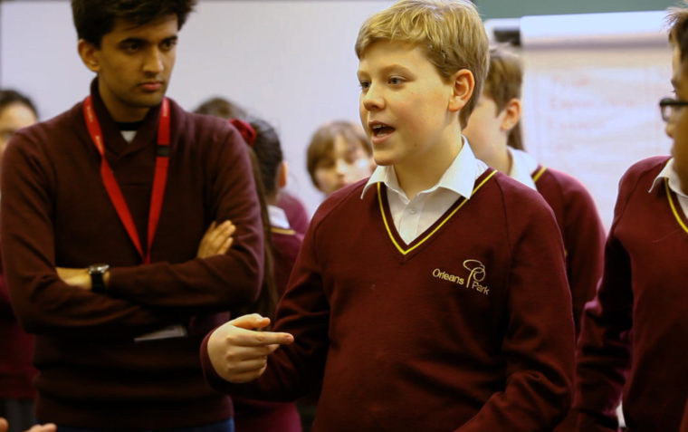 student talking in the classroom